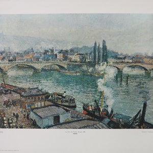 Cartel de la exposición Camille Pissarro - Le pont de Pierre, Rouen 1896 - impresión museística temprana - 1970