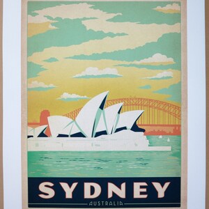 Australiensk turismposter - Sydney - Operahuset - Harbour Bridge - resor - turism - konsttryck bild 2