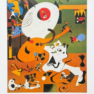 Joan Miro exhibition poster - Dutch Interior - museum artist - art print - surrealism - offset litho - 1993