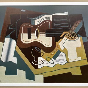 Juan Gris exhibition poster Still life with guitar and clarinet museum print offset lithograph Cubism 1968 image 2