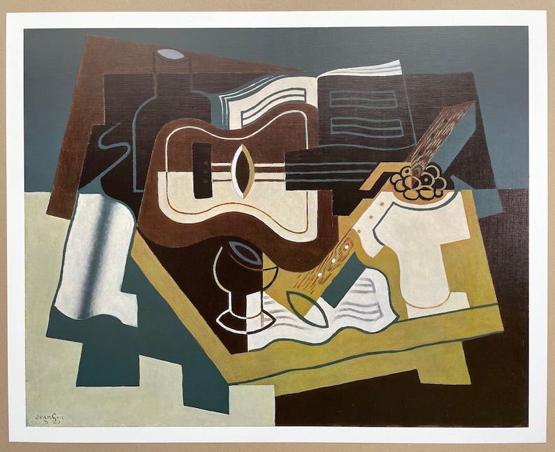 Juan Gris exhibition poster Still life with guitar and clarinet museum print offset lithograph Cubism 1968 image 2