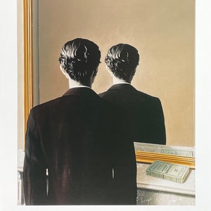 Cartaz da exposição Rene Magritte - Não deve ser reproduzido - surrealista - artista belga - homem no espelho - artista de museu - impressão de arte