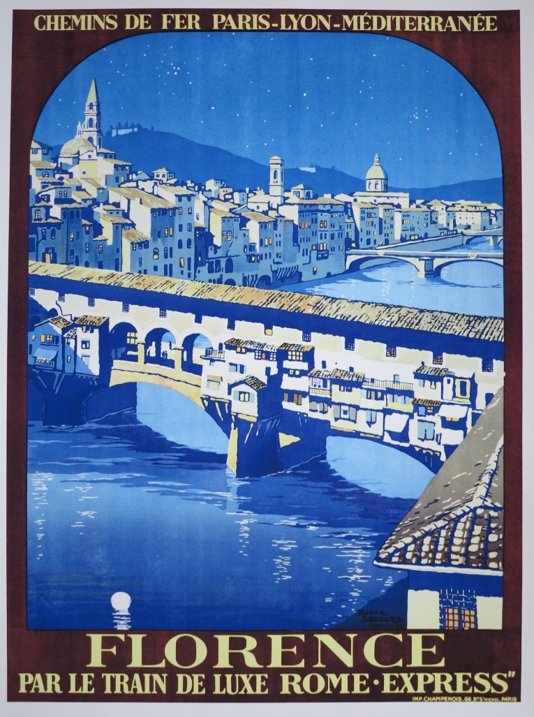Florence Firenze Affiche chemin de fer Italiens 