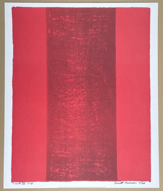 Barnett Newman exhibition poster - Canto XV - museum artist - art print -  abstract expressionism - 1998