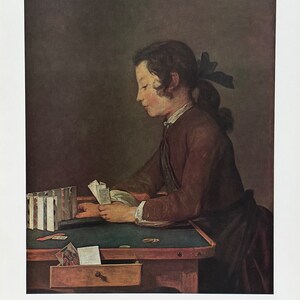 Cartaz da exposição Jean Baptiste Simeon Chardin - O castelo de cartas - National Gallery of Art - Washington DC - impressão de arte vintage - década de 1970
