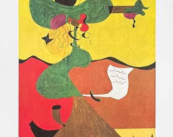 Joan Miro exhibition poster - Portrait of Mrs Mills - museum artist - art print - 1999
