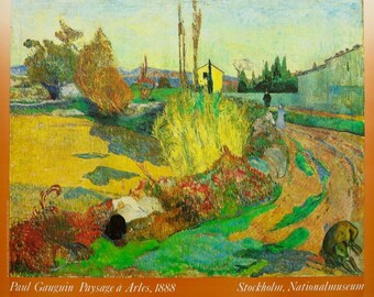 Paul Gauguin exhibition poster - Paysage a Arles, 1888 - Stockholm National Museum - vintage print - offset lithograph - 1989