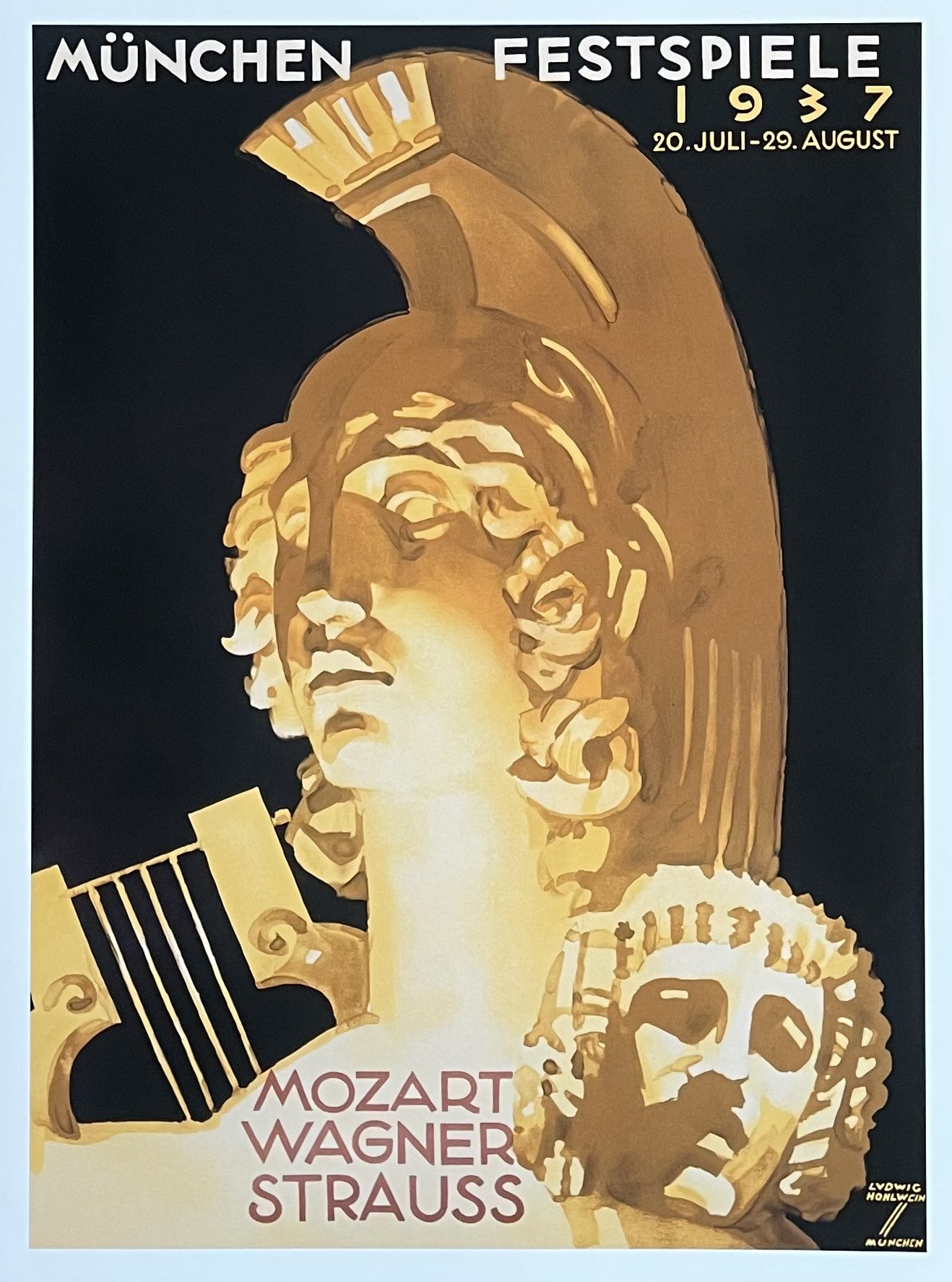 Affiche Vintage "Semaines De Fête D'Ouverture Bayer" Opéra National Strauss Wagner Egk 1963 - Format A0