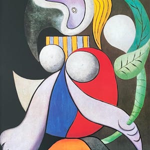Pablo Picasso exhibition poster - Femme a la fleur - portrait - museum artist - art print - 1999