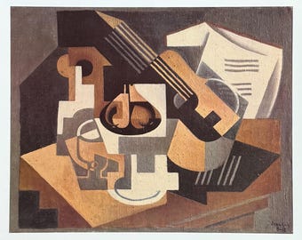 Juan Gris exhibition poster - Still life - Guitar on a table - museum artist - art print