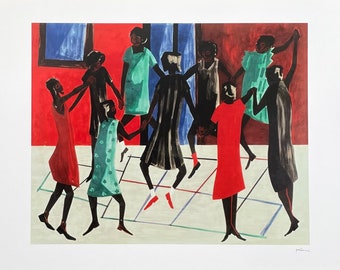 Jacob Lawrence exhibition poster - Children at Play - Dancing Kids - Party - museum artist - art print