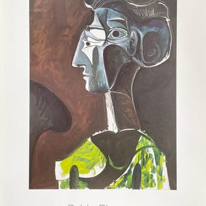 Pablo Picasso exhibition poster - Portrait of a woman - Grand Profil - museum artist - art print - excellent - 1986