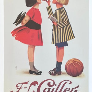 Manifesto della mostra del cioccolato Cailler - bar - ristorante - bevanda al cioccolato - pubblicità - stampa artistica decorativa - riproduzione