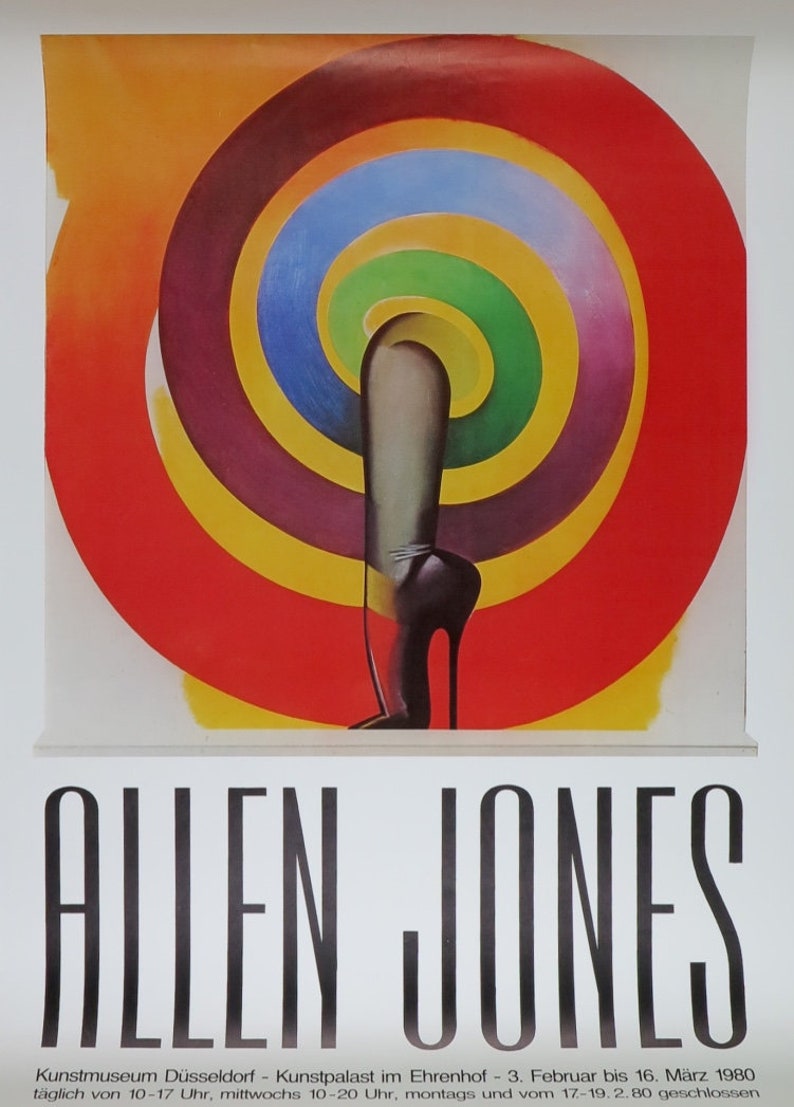 Allen Jones tentoonstellingsposter Kunst Museum Düsseldorf zeer zeldzame museumprint Pop Art Britse kunstenaar offset litho 1980 afbeelding 1