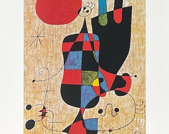 Joan Miro exhibition poster - Upside down figures - museum artist - art print - surrealism - 1999