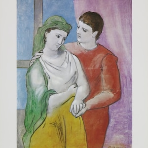 Pablo Picasso Ausstellungsplakat - Die Liebenden - National Gallery of Art - Washington DC - Vintage Kunstdruck - 1970er Jahre