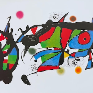 Joan Miro exhibition poster - Obra de Joan Miro - museum artist - large art print - surrealism - offset litho - 1999