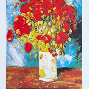 Cartel de la exposición de Vincent van Gogh - Jarrón con amapolas rojas - Naturaleza muerta - Flores - Artista del museo - Impresión artística
