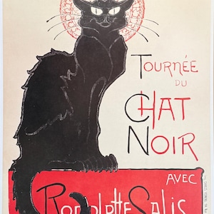 Chat Noir exhibition poster - black cat - large art print - decorative reproduction - Rodolphe Salis
