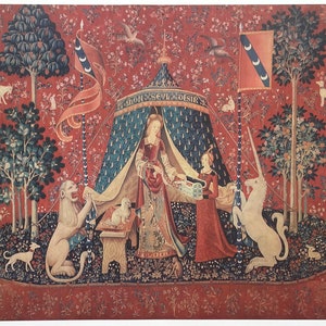 The lady and the unicorn - exhibition poster - Tapestry -  offset lithograph - excellent - museum artist - art print