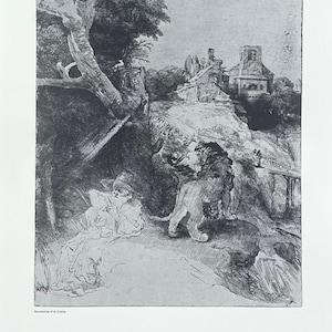 Cartel de la exposición Rembrandt van Rijn - San Jerónimo en un paisaje italiano - Galería Nacional de Arte - Washington DC - impresión vintage - década de 1970