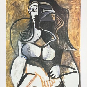 Pablo Picasso exhibition poster - Woman in an armchair - museum artist - art print - excellent - 1992