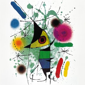 Joan Miro exhibition poster The singing fish museum artist art print surrealism offset litho image 1