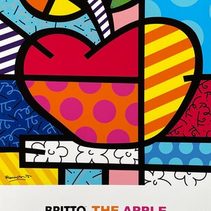 Romero Britto exhibition poster The Apple love fruit bar restaurant museum artist art print excellent condition pop art image 1