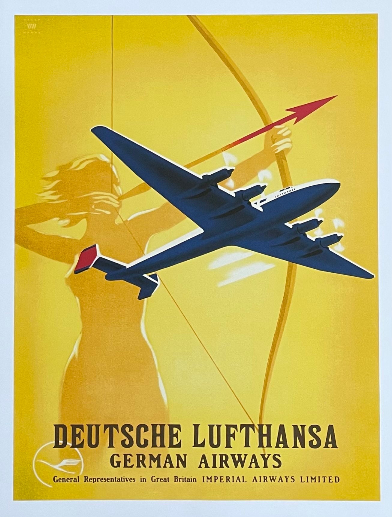 Affiche Vintage Lufthansa – Avion RF5 – Poster Haute Qualité 40x60cm