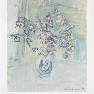 Cartel de la exposición de Alberto Giacometti - Lanternes, 1966 - Naturaleza muerta - Jarrón con flores - Artista suizo - Artista de museo - Impresión artística