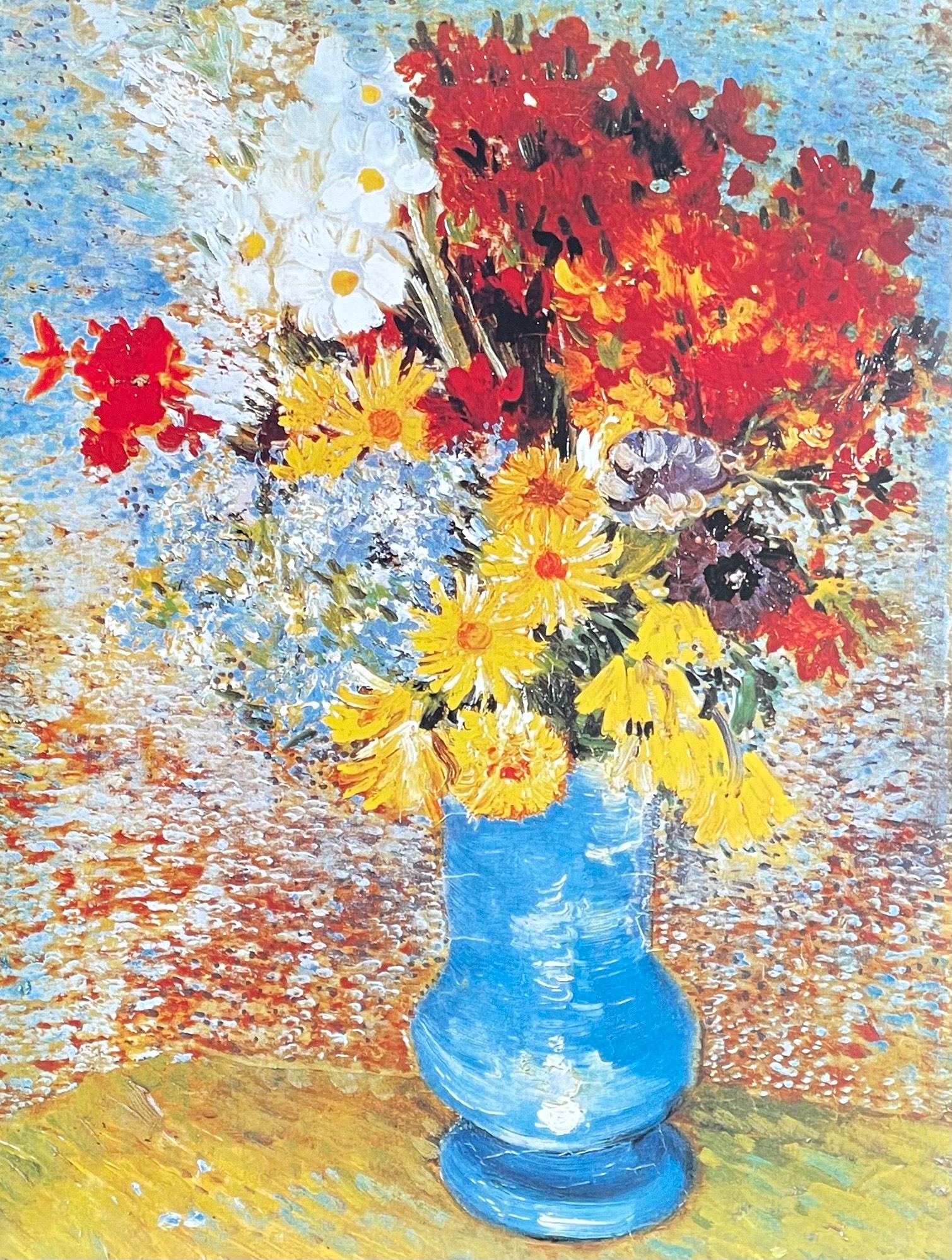 Vincent Van Gogh Exhibition Poster - Blue Vase With Red and Yellow