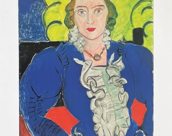 Henri Matisse exhibition poster - Madame L.D. - female portrait - la blouse bleue - French Art - museum artist - art print - excellent