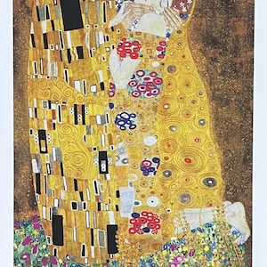 Gustav Klimt exhibition poster - The Kiss - love - romance - passion - gold - museum artist - art print