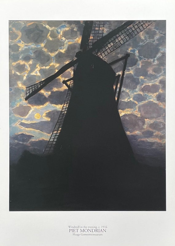 ピエト・モンドリアン展ポスター - 夜のオランダ風車 - 美術館の