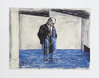 William Kentridge exhibition poster - Drawing for Stereoscope - museum artist - art print