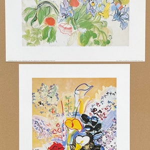 2 affiches de l'exposition de Raoul Dufy - Coquelicots et iris - Le bouquet d'arums, 1939 - fleurs - France - reproduction d'art - artiste de musée