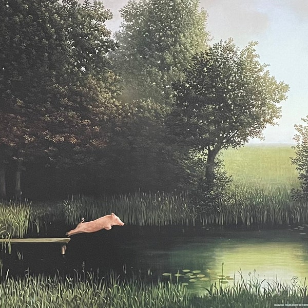 Michael Sowa Ausstellungsplakat - Kohlers Schwein - Jumping Pig - Museumskünstler - Kunstdruck - Deutscher Künstler