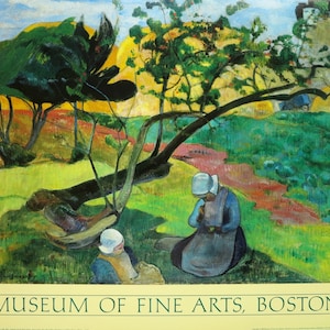 Cartel de la exposición de Paul Gauguin - Paisaje con dos mujeres bretonas - Museo de Bellas Artes de Boston - Impresión - Litografía offset - Excelente - 1988