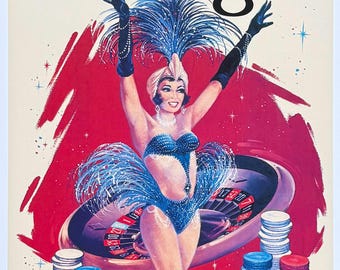 Las Vegas exhibition poster - Aviation Travel - Casino - Dancer - Showgirl - decorative art print - reproduction - Tourism