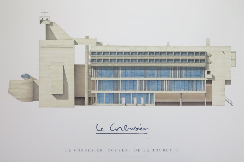 Le Corbusier exhibition poster Couvent de la Tourette museum print architect architecture image 1