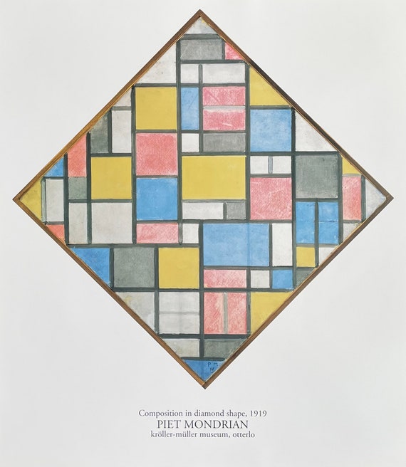Piet Mondrian Exhibition Poster - Composition in Diamond
