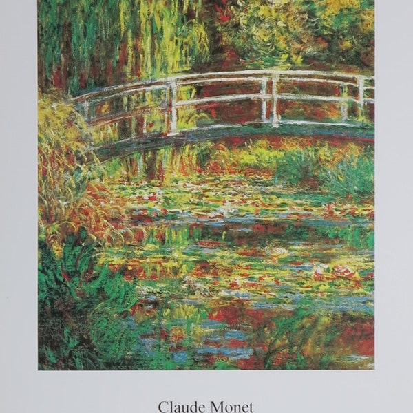 Claude Monet exhibition poster - The water lily pond - Japanese bridge - Giverny - impressionist - flowers - romantic - museum print