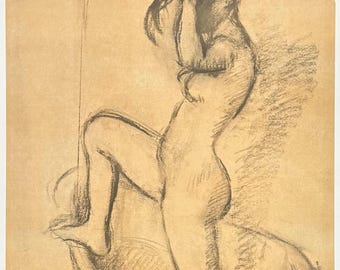 Edgar Degas exhibition poster - Young Woman in Tub - art print - 1970s