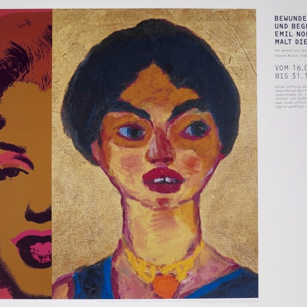 Affiche de l’exposition Andy Warhol et Emil Nolde - Marilyn - Portrait d’une dame - pop art - imprimé musée - offset litho