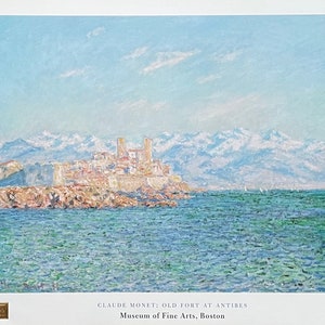 Cartel de la exposición de Claude Monet - Fuerte antiguo de Antibes - impresionista - romántico - artista de museo - impresión artística