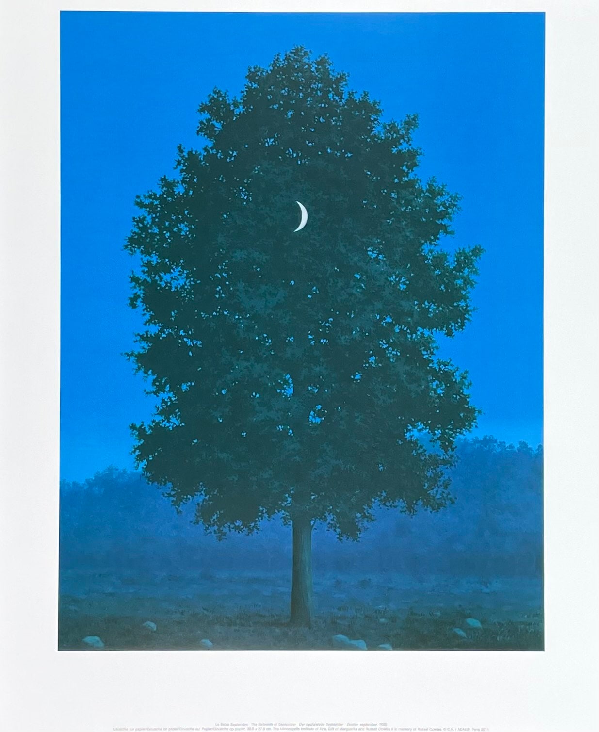 Rene Magritte exhibition poster - The Sixteenth of September - surrealist - Belgian artist - museum artist - art print - moon in tree