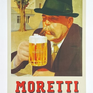 Cartel de la exposición Moretti - Cerveza italiana - Salud - Bebidas - Impresión de arte decorativo - Restaurante - Bar - Reproducción