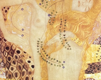 Gustav Klimt exhibition poster - Sea Serpent - mother - child - museum artist - art print - offset litho