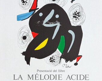 Joan Miro exhibition poster - La Melodie Acide - surrealism - art print - 1980