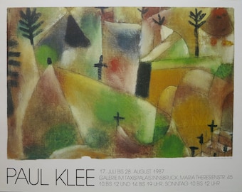 Paul Klee exhibition poster - Graveyard - museum print - offset lithograph - 1987